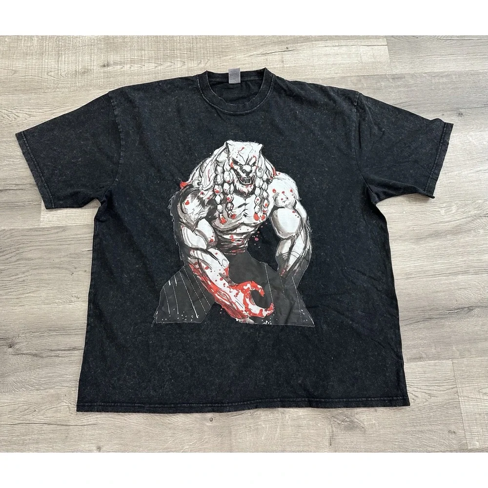 Men's Vintage Style Black Washed Invincible Battle Beast 2XL T-Shirt 100% Cotton